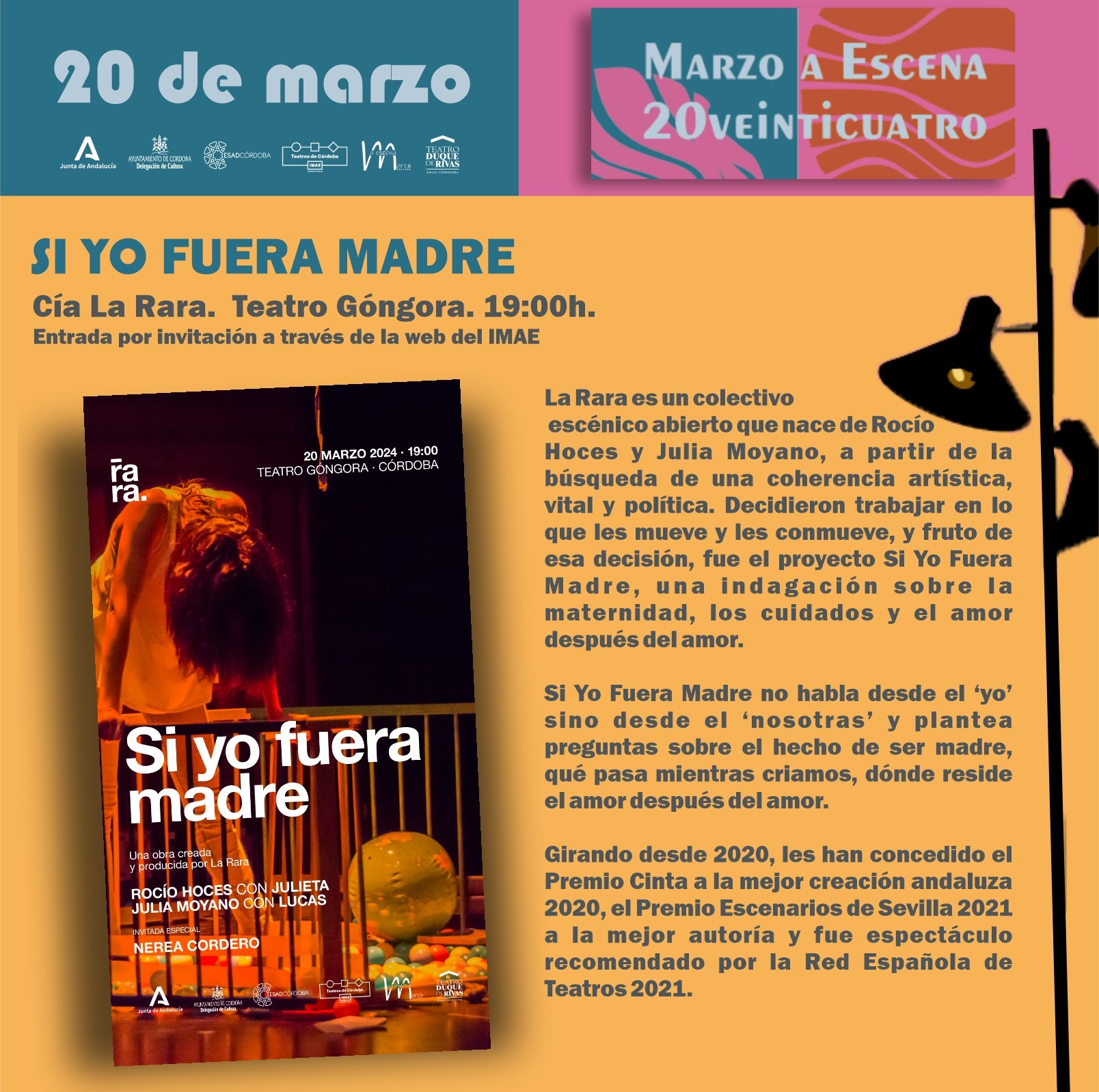 Si Yo Fuera Madre. Cia La Rara. El 20 de Marzo, en el Teatro Góngora a las 19:00h